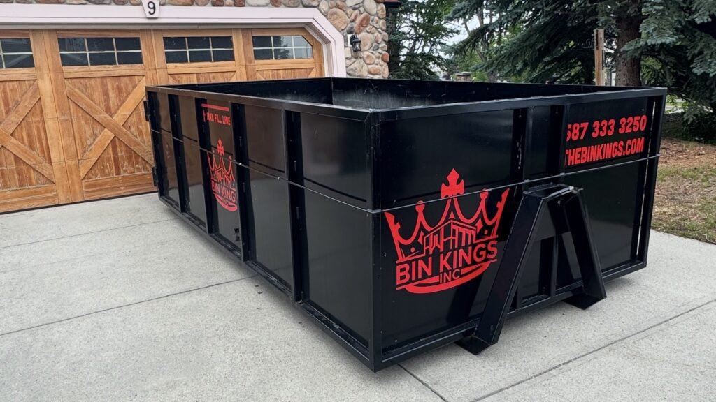 Bin Kings dumpster rental placed on residential street Calgary