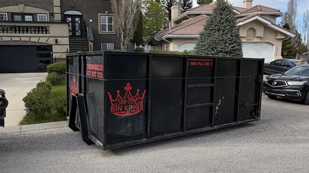 Bin Kings dumpster rental placed on residential street Calgary